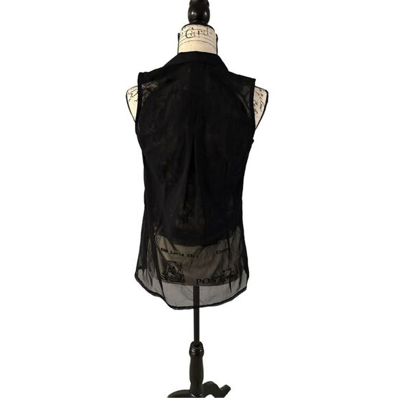 Sheer partial lined sleeveless blouse - Picture 2 of 6